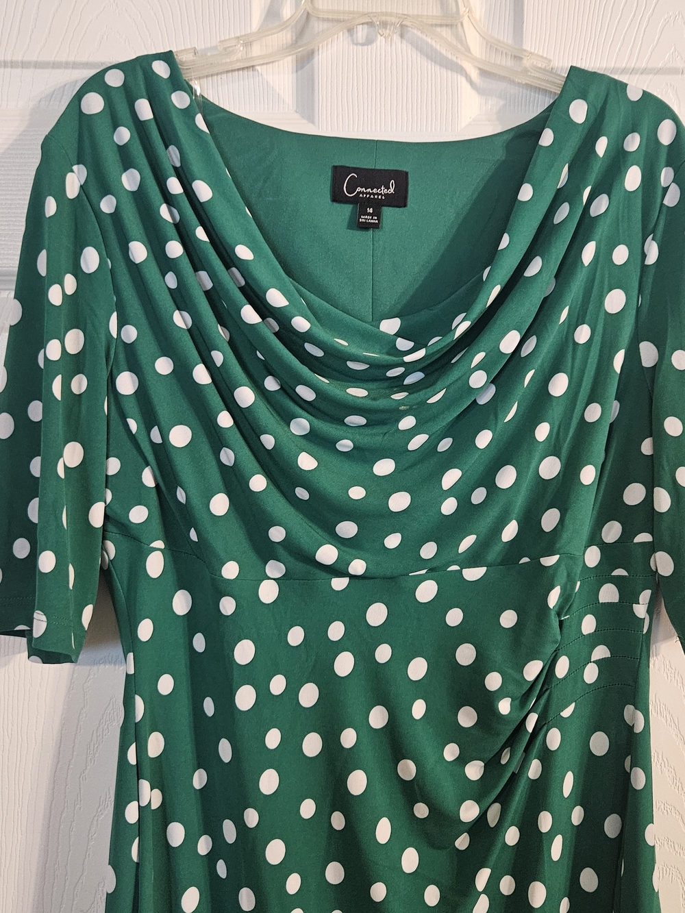 connected apparel Green and White Polka Dot Midi Dress